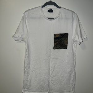 White Tee w/ Camouflage pocket